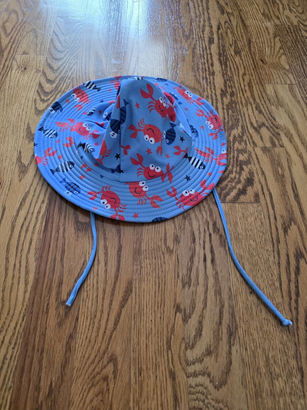 Kids Blue Crab Print Sun Hat - Brand Unspecified